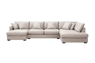 Rossita Lyx 5-sits Högervänd U-formad Extra djup Soffa med Divan och Schäslong i Sammet - Beige - Möbler - Soffa - Sammetssoffa