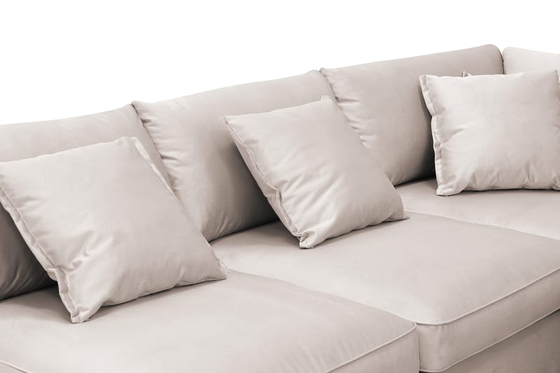 Rossita Lyx 5-sits Högervänd U-formad Extra djup Soffa med Divan och Schäslong i Sammet - Beige - Möbler - Soffa - Sammetssoffa