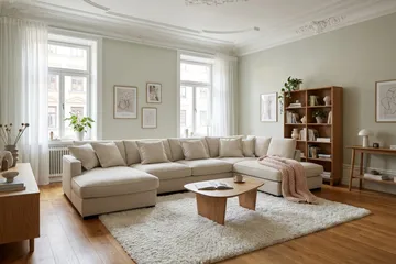Rossita Lyx 5-sits Högervänd U-formad Extra djup Soffa med Divan och Schäslong i Tyg - Beige - Möbler - Soffa - U-soffa