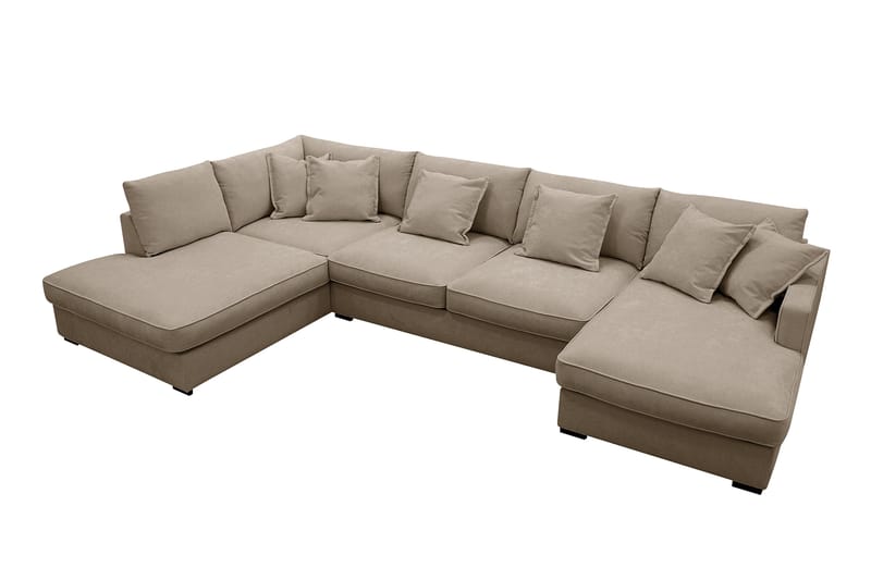 Rossita Lyx 5-sits Högervänd U-formad Extra djup Soffa med Divan och Schäslong i Tyg - Brun - Möbler - Soffa - U-soffa