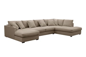 Rossita Lyx 5-sits Högervänd U-formad Extra djup Soffa med Divan och Schäslong i Tyg - Brun - Möbler - Soffa - U-soffa