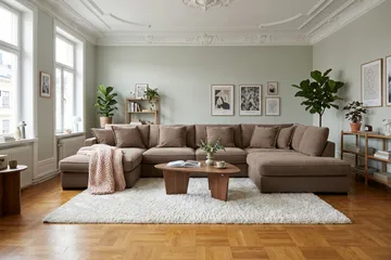Rossita Lyx 5-sits Högervänd U-formad Extra djup Soffa med Divan och Schäslong i Tyg - Mörkbrun - Möbler - Soffa - U-soffa