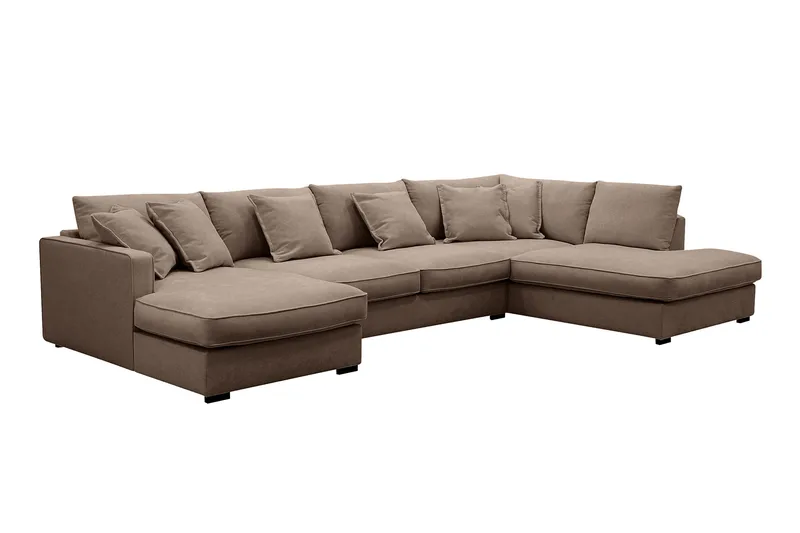 Rossita Lyx 5-sits Högervänd U-formad Extra djup Soffa med Divan och Schäslong i Tyg - Mörkbrun - Möbler - Soffa - U-soffa