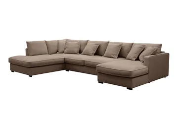 Rossita Lyx 5-sits Högervänd U-formad Extra djup Soffa med Divan och Schäslong i Tyg - Mörkbrun - Möbler - Soffa - U-soffa