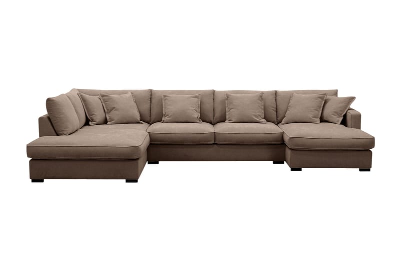 Rossita Lyx 5-sits Högervänd U-formad Extra djup Soffa med Divan och Schäslong i Tyg - Mörkbrun - Möbler - Soffa - U-soffa