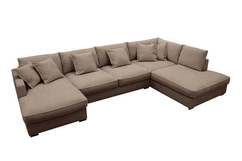 Rossita Lyx 5-sits Högervänd U-formad Extra djup Soffa med Divan och Schäslong i Tyg - Mörkbrun - Möbler - Soffa - U-soffa
