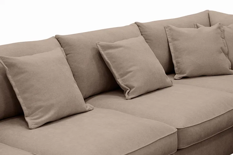 Rossita Lyx 5-sits Högervänd U-formad Extra djup Soffa med Divan och Schäslong i Tyg - Mörkbrun - Möbler - Soffa - U-soffa