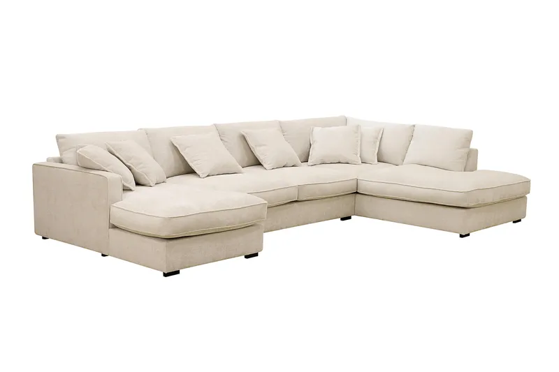 Rossita Lyx 5-sits Vänstervänd U-formad Extra djup Soffa med Divan och Schäslong i Chenille - Beige - Möbler - Soffa - U-soffa