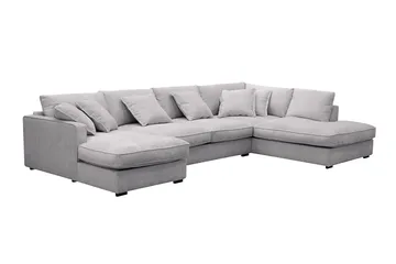 Rossita Lyx 5-sits Vänstervänd U-formad Extra djup Soffa med Divan och Schäslong i Chenille - Grå - Möbler - Soffa - U-soffa