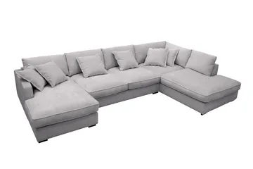 Rossita Lyx 5-sits Vänstervänd U-formad Extra djup Soffa med Divan och Schäslong i Chenille - Grå - Möbler - Soffa - U-soffa
