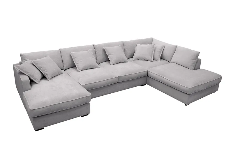 Rossita Lyx 5-sits Vänstervänd U-formad Extra djup Soffa med Divan och Schäslong i Chenille - Grå - Möbler - Soffa - U-soffa