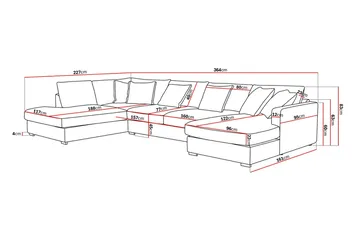 Rossita Lyx 5-sits Vänstervänd U-formad Extra djup Soffa med Divan och Schäslong i Manchester - Mörkbrun - Möbler - Soffa - U-soffa
