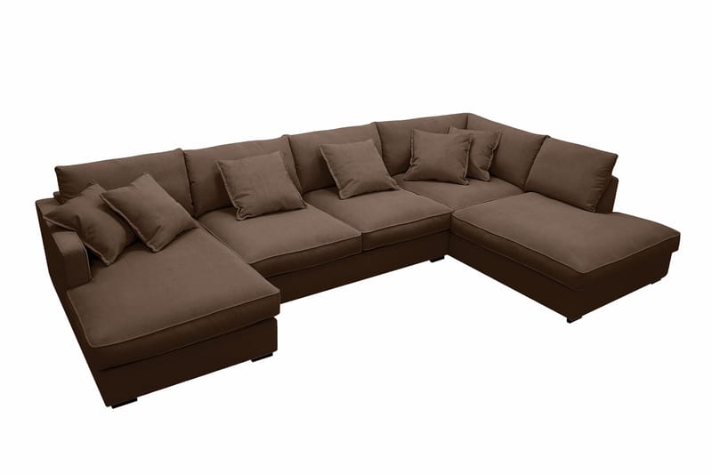 Rossita Lyx 5-sits Vänstervänd U-formad Extra djup Soffa med Divan och Schäslong i Manchester - Mörkbrun - Möbler - Soffa - U-soffa