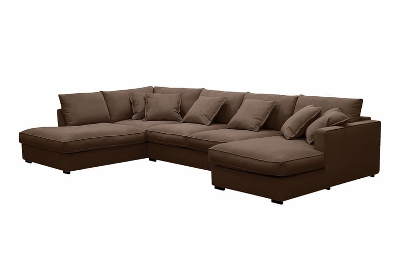 Rossita Lyx 5-sits Vänstervänd U-formad Extra djup Soffa med Divan och Schäslong i Manchester - Mörkbrun - Möbler - Soffa - U-soffa