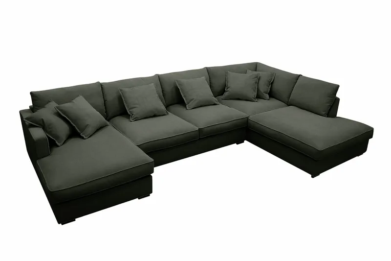 Rossita Lyx 5-sits Vänstervänd U-formad Extra djup Soffa med Divan och Schäslong i Manchester - Mörkgrön - Möbler - Soffa - U-soffa
