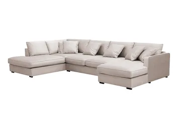 Rossita Lyx 5-sits Vänstervänd U-formad Extra djup Soffa med Divan och Schäslong i Sammet - Beige - Möbler - Soffa - Sammetssoffa