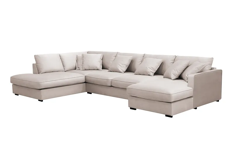 Rossita Lyx 5-sits Vänstervänd U-formad Extra djup Soffa med Divan och Schäslong i Sammet - Beige - Möbler - Soffa - Sammetssoffa