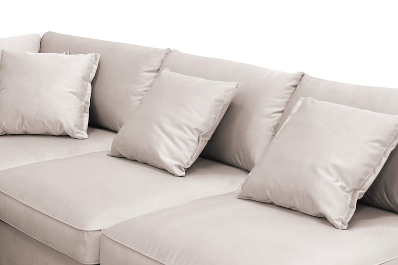 Rossita Lyx 5-sits Vänstervänd U-formad Extra djup Soffa med Divan och Schäslong i Sammet - Beige - Möbler - Soffa - Sammetssoffa