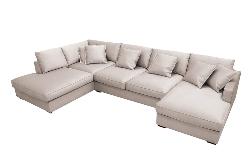 Rossita Lyx 5-sits Vänstervänd U-formad Extra djup Soffa med Divan och Schäslong i Sammet - Beige - Möbler - Soffa - Sammetssoffa