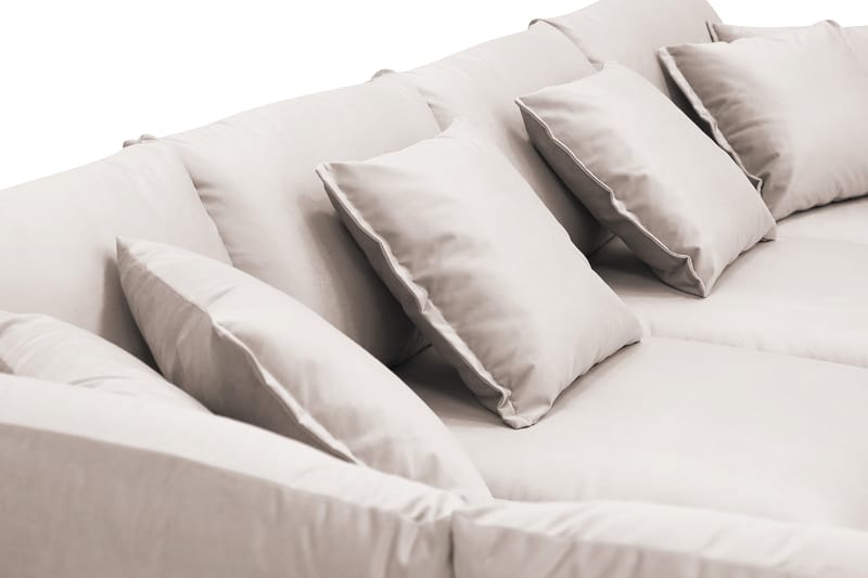 Rossita Lyx 5-sits Vänstervänd U-formad Extra djup Soffa med Divan och Schäslong i Sammet - Beige - Möbler - Soffa - Sammetssoffa