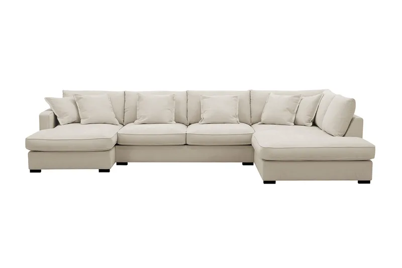 Rossita Lyx 5-sits Vänstervänd U-formad Extra djup Soffa med Divan och Schäslong i Tyg - Beige - Möbler - Soffa - U-soffa
