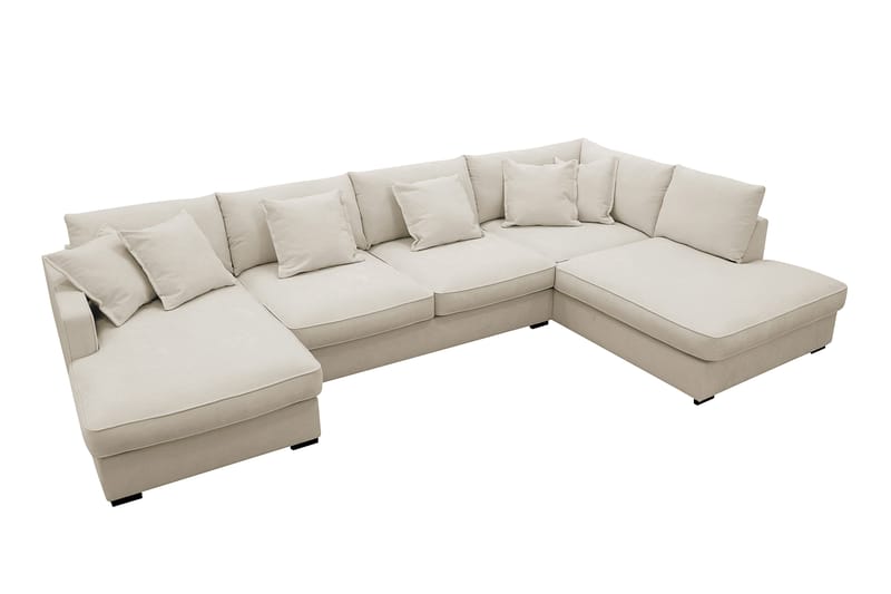 Rossita Lyx 5-sits Vänstervänd U-formad Extra djup Soffa med Divan och Schäslong i Tyg - Beige - Möbler - Soffa - U-soffa