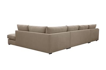 Rossita Lyx 5-sits Vänstervänd U-formad Extra djup Soffa med Divan och Schäslong i Tyg - Brun - Möbler - Soffa - U-soffa