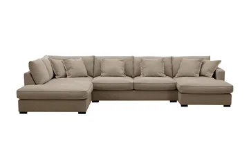 Rossita Lyx 5-sits Vänstervänd U-formad Extra djup Soffa med Divan och Schäslong i Tyg - Brun - Möbler - Soffa - U-soffa