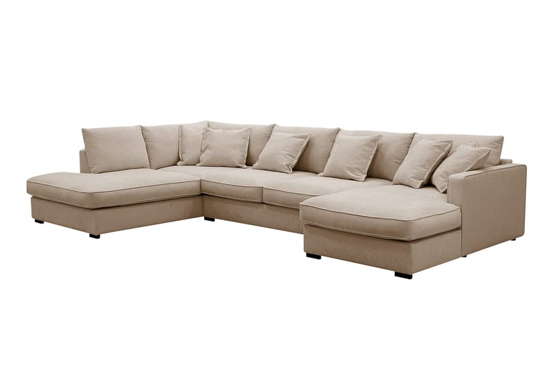 Rossita Lyx 5-sits Vänstervänd U-formad Extra djup Soffa med Divan och Schäslong i Tyg - Ljusbrun - Möbler - Soffa - U-soffa