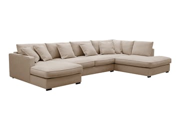 Rossita Lyx 5-sits Vänstervänd U-formad Extra djup Soffa med Divan och Schäslong i Tyg - Ljusbrun - Möbler - Soffa - U-soffa