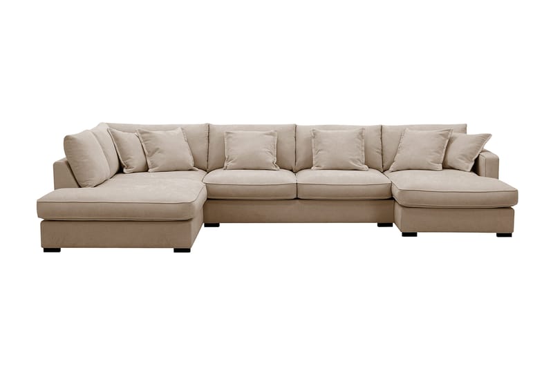 Rossita Lyx 5-sits Vänstervänd U-formad Extra djup Soffa med Divan och Schäslong i Tyg, Ljusbrun
