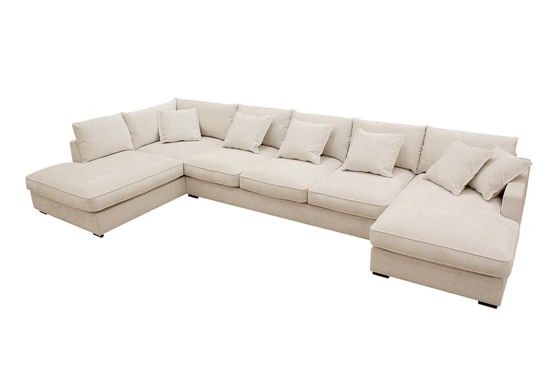 Rossita Lyx 6-sits Högervänd U-formad Extra djup Soffa med Divan och Schäslong i Chenille - Beige - Möbler - Soffa - U-soffa