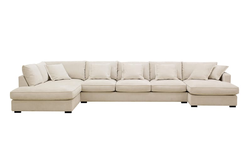 Rossita Lyx 6-sits Högervänd U-formad Extra djup Soffa med Divan och Schäslong i Chenille - Beige - Möbler - Soffa - U-soffa