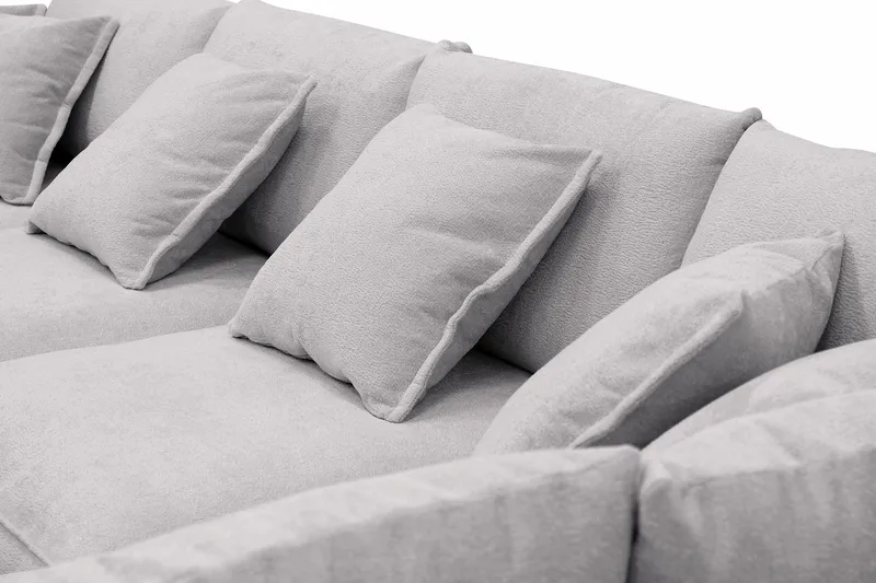 Rossita Lyx 6-sits Högervänd U-formad Extra djup Soffa med Divan och Schäslong i Chenille - Grå - Möbler - Soffa - U-soffa