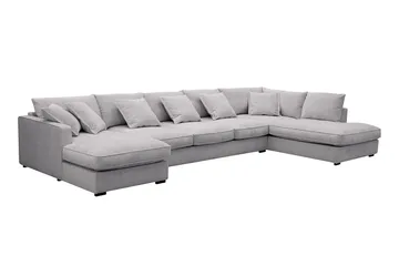Rossita Lyx 6-sits Högervänd U-formad Extra djup Soffa med Divan och Schäslong i Chenille - Grå - Möbler - Soffa - U-soffa