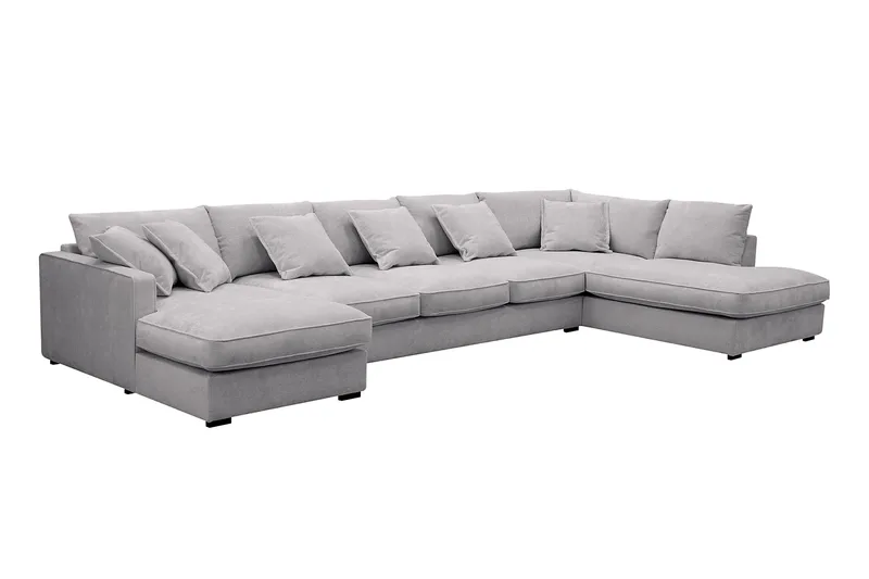 Rossita Lyx 6-sits Högervänd U-formad Extra djup Soffa med Divan och Schäslong i Chenille - Grå - Möbler - Soffa - U-soffa