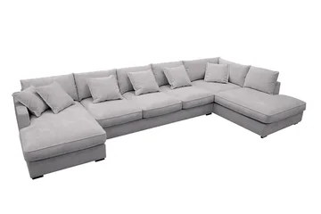 Rossita Lyx 6-sits Högervänd U-formad Extra djup Soffa med Divan och Schäslong i Chenille - Grå - Möbler - Soffa - U-soffa
