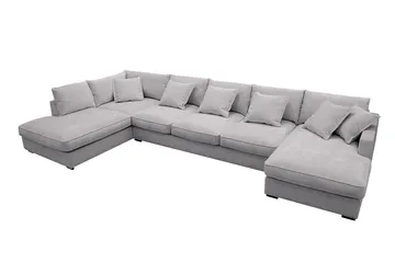 Rossita Lyx 6-sits Högervänd U-formad Extra djup Soffa med Divan och Schäslong i Chenille - Grå - Möbler - Soffa - U-soffa