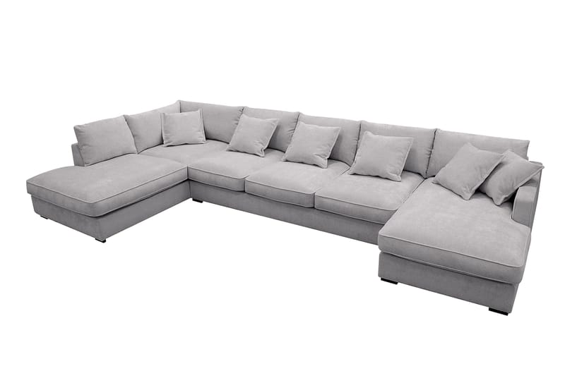 Rossita Lyx 6-sits Högervänd U-formad Extra djup Soffa med Divan och Schäslong i Chenille - Grå - Möbler - Soffa - U-soffa