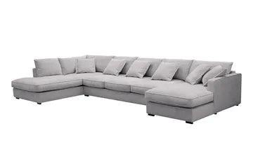 Rossita Lyx 6-sits Högervänd U-formad Extra djup Soffa med Divan och Schäslong i Chenille - Grå - Möbler - Soffa - U-soffa