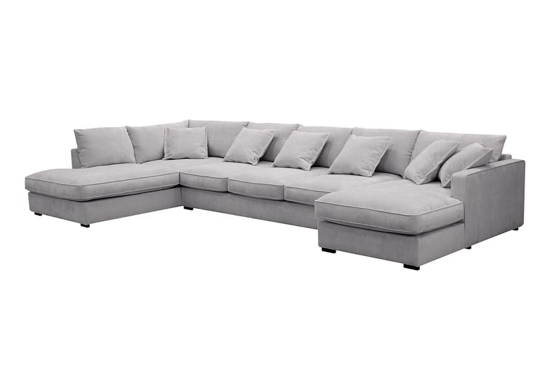 Rossita Lyx 6-sits Högervänd U-formad Extra djup Soffa med Divan och Schäslong i Chenille - Grå - Möbler - Soffa - U-soffa