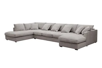 Rossita Lyx 6-sits Högervänd U-formad Extra djup Soffa med Divan och Schäslong i Chenille - Grå/Brun - Möbler - Soffa - U-soffa