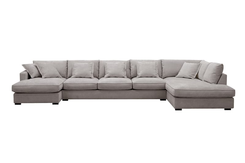 Rossita Lyx 6-sits Högervänd U-formad Extra djup Soffa med Divan och Schäslong i Chenille, Grå/Brun