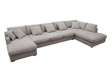 Rossita Lyx 6-sits Högervänd U-formad Extra djup Soffa med Divan och Schäslong i Chenille - Grå/Brun - Möbler - Soffa - U-soffa