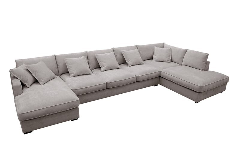 Rossita Lyx 6-sits Högervänd U-formad Extra djup Soffa med Divan och Schäslong i Chenille - Grå/Brun - Möbler - Soffa - U-soffa