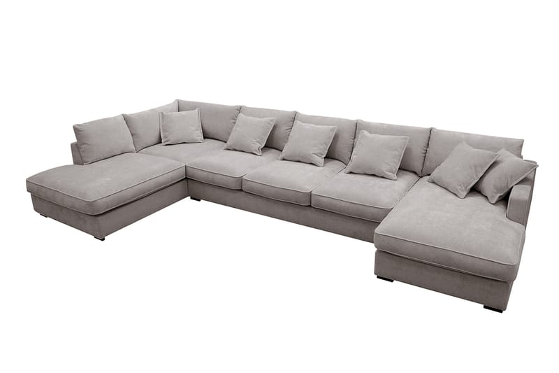 Rossita Lyx 6-sits Högervänd U-formad Extra djup Soffa med Divan och Schäslong i Chenille - Grå/Brun - Möbler - Soffa - U-soffa