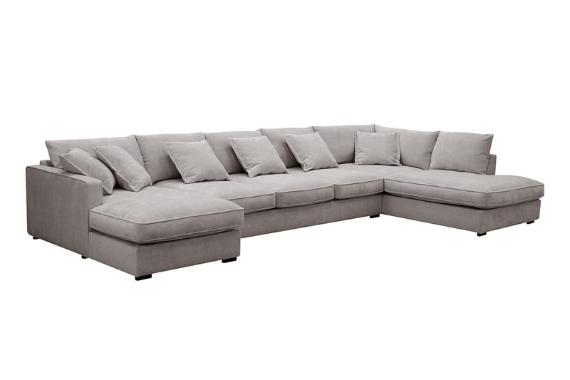 Rossita Lyx 6-sits Högervänd U-formad Extra djup Soffa med Divan och Schäslong i Chenille - Grå/Brun - Möbler - Soffa - U-soffa