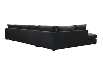 Rossita Lyx 6-sits Högervänd U-formad Extra djup Soffa med Divan och Schäslong i Chenille - Svart - Möbler - Soffa - U-soffa