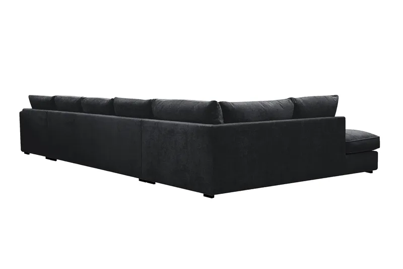 Rossita Lyx 6-sits Högervänd U-formad Extra djup Soffa med Divan och Schäslong i Chenille - Svart - Möbler - Soffa - U-soffa