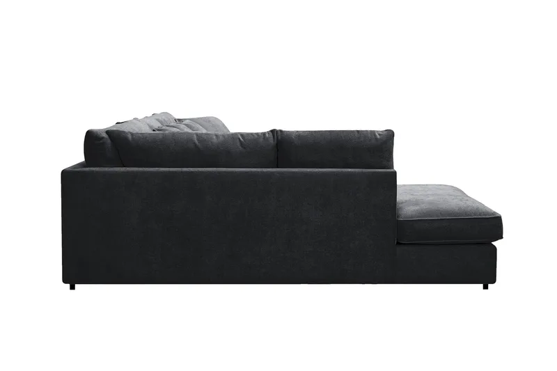 Rossita Lyx 6-sits Högervänd U-formad Extra djup Soffa med Divan och Schäslong i Chenille - Svart - Möbler - Soffa - U-soffa